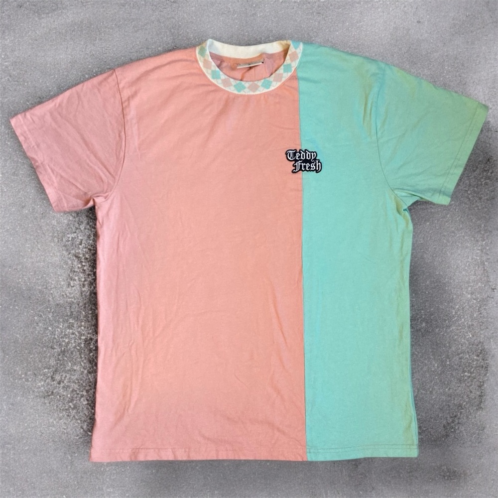 Teddy Fresh Colorblock Pink and Teal Tee